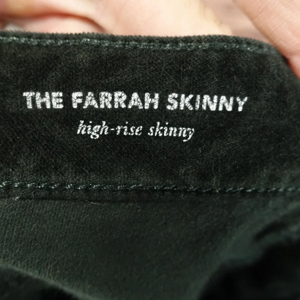 AG Adriano Goldschmied Pants Womens 30R Green Velvet The Farrah Skinny 30x29.5